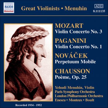 Wolfgang Amadeus Mozart, Yehudi Menuhin, Paris Symphony Orchestra & George Enescu Violin Concerto No. 3 in G Major, K. 216: I. Allegro