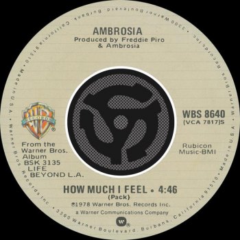 Ambrosia How Much I Feel (45 Version)