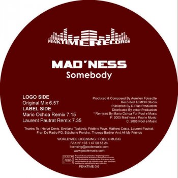 Исполнитель Mad'ness, альбом Somebody