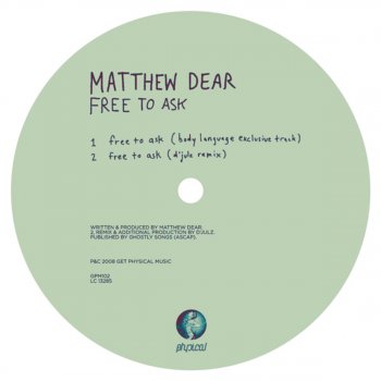 Matthew Dear Free to Ask (Body Language Exclusive Track)