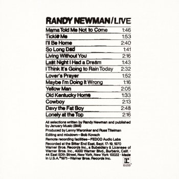 Randy Newman Yellow Man