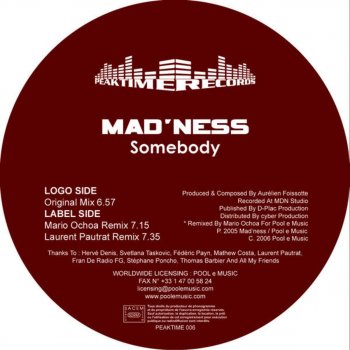 Исполнитель Mad'ness, альбом Somebody